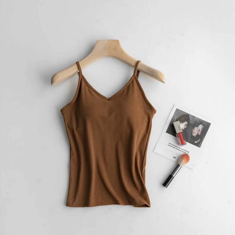 Basic V-Neck Built-In Bra Camisole